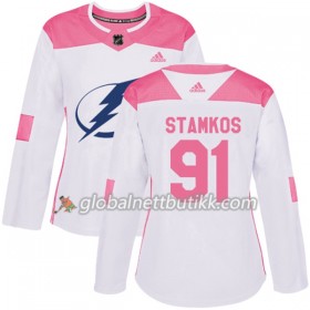 Tampa Bay Lightning Hockeydrakt Steven Stamkos 91 2017-2018 Hvit Rosa Fashion Adidas Authentic - Dame